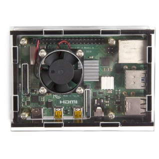 BOÎTIER TRANSPARENT AVEC DISSIPATEURS THERMIQUES ET VENTILATEUR POUR RASPBERRY PI 4®