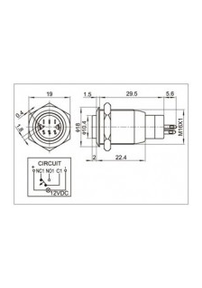 INTERRUPTEUR Ø 16mm - ANNEAU BLEU - LED 4/12V