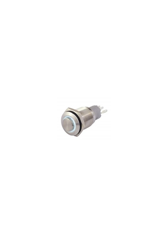 INTERRUPTEUR DIAM. 16mm - ANNEAU BLANC - LED 4/12V