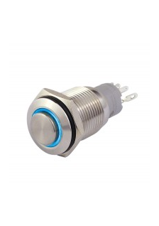 INTERRUPTEUR Ø 16mm - ANNEAU BLEU - LED 4/12V