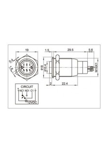 INTERRUPTEUR Ø 16mm - ANNEAU ROUGE -  LED 4/12V