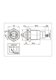 INTERRUPTEUR Ø 16mm REP. -ANNEAU VERT - LED 4/12V